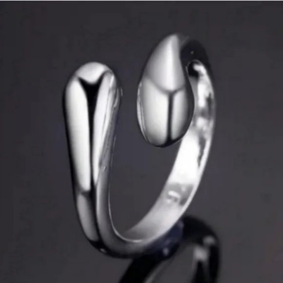 925 Sterling Silver Waterdrop Jewelry Set Bracelet Necklace Earrings and Ring - Picture 9 of 16